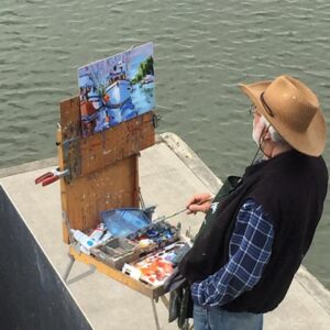 Larry painting at Ladner