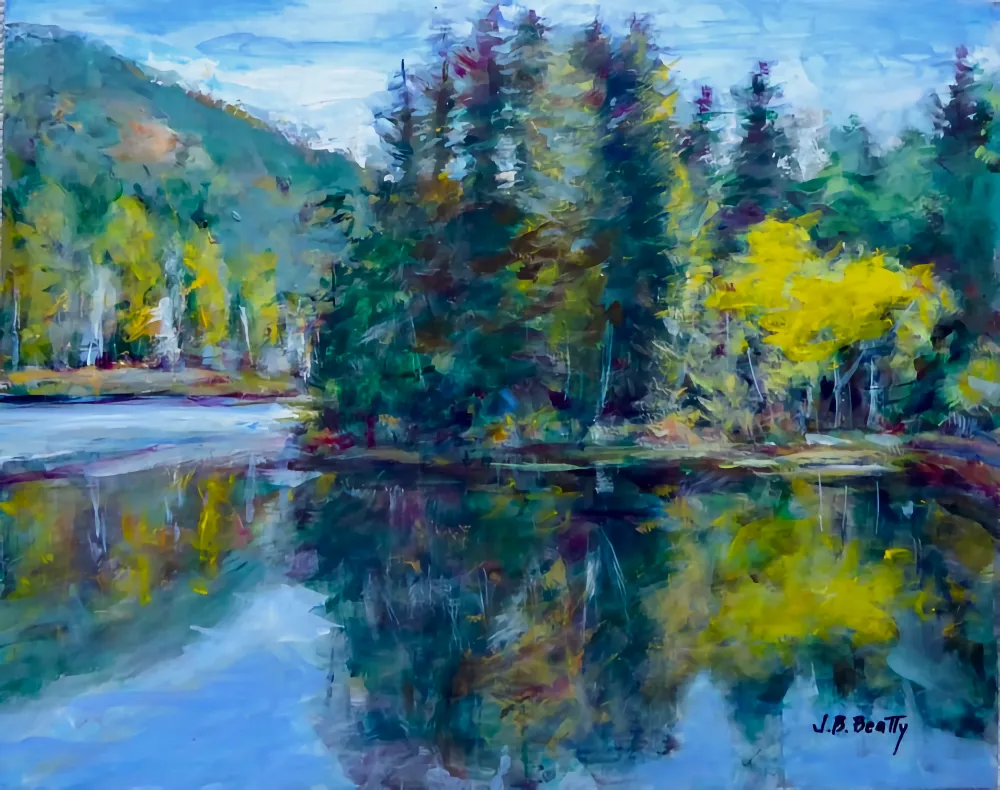 Acrylic painting of a Sechelt in Fall Scene