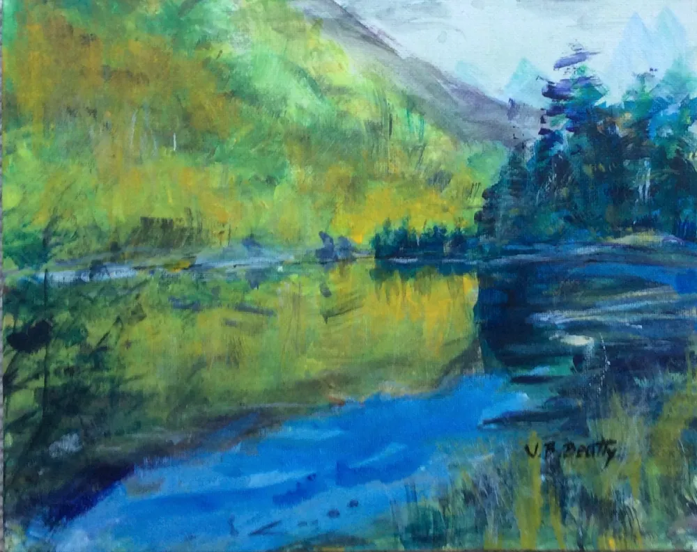 Acrylic painting of a Inland Lake Sechelt