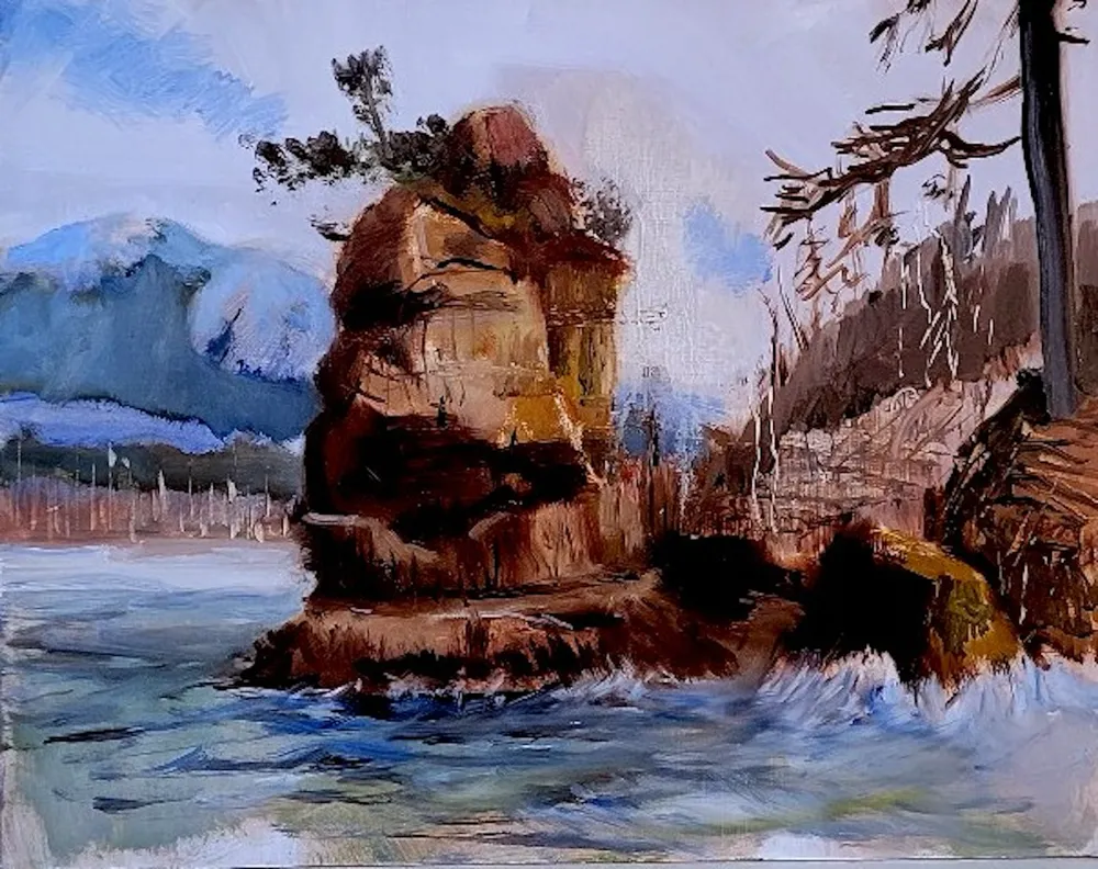 Oil painting of Siwash Rock, Vancouver BC