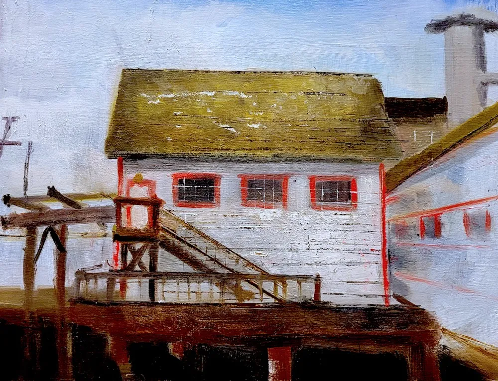 Oil painting of a Steveston Cannery, Richmond BC