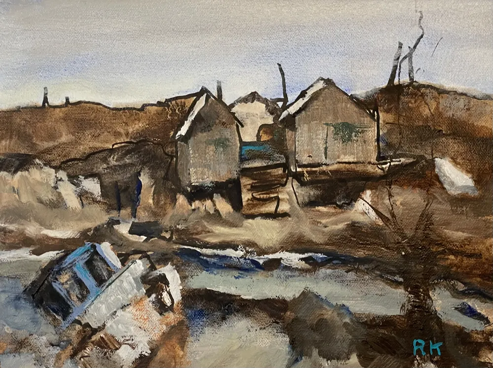 Oil painting of a Finn Slough,Oil on Canvas,Richmond BC