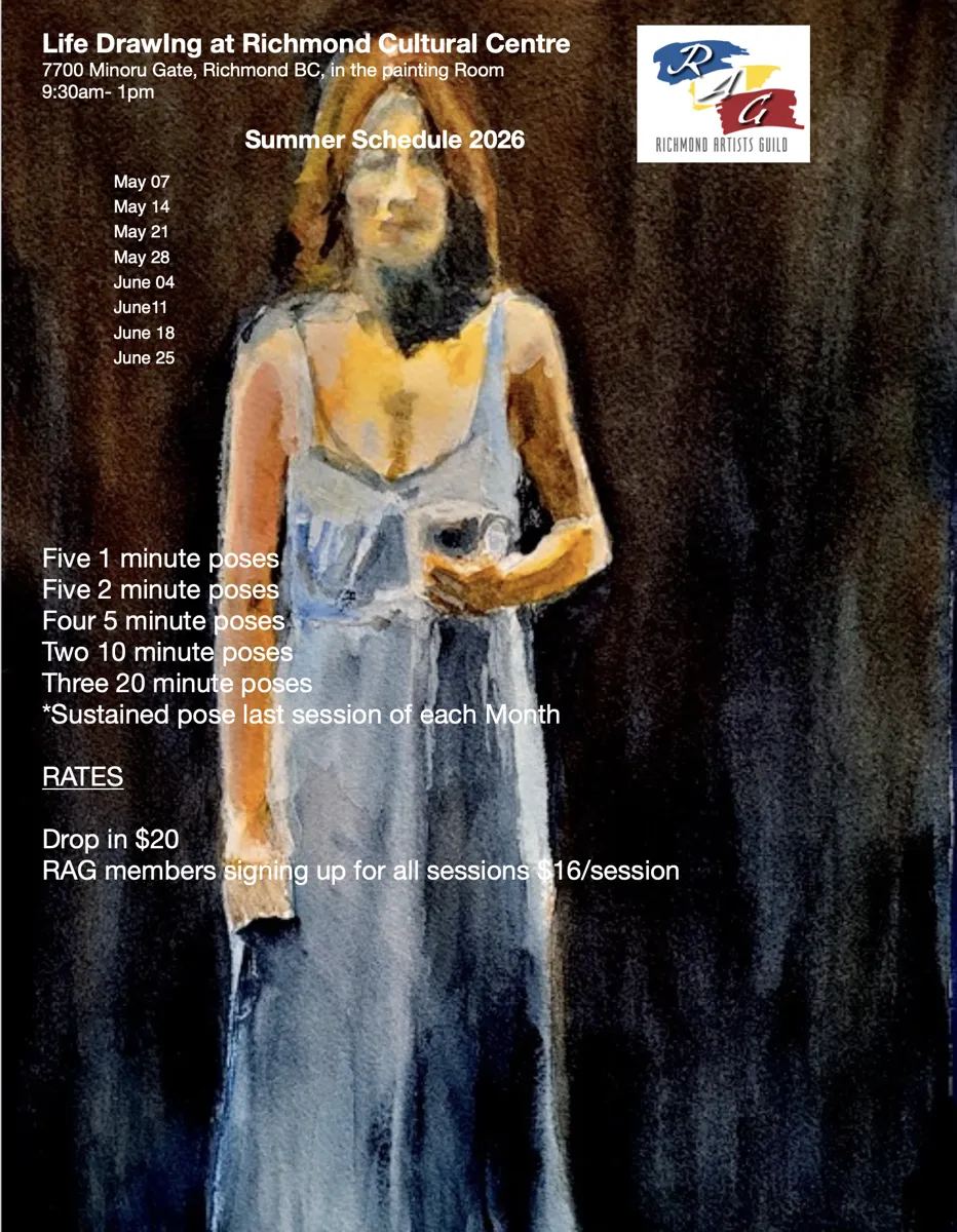 Life Drawing poster for Richmond Artists Guild summer schedule